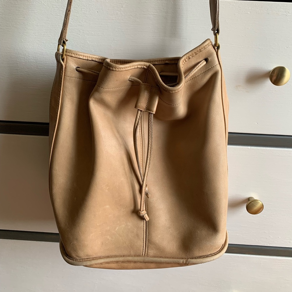 Vintage Coach Leather Bucket Bag Tan Good Condition